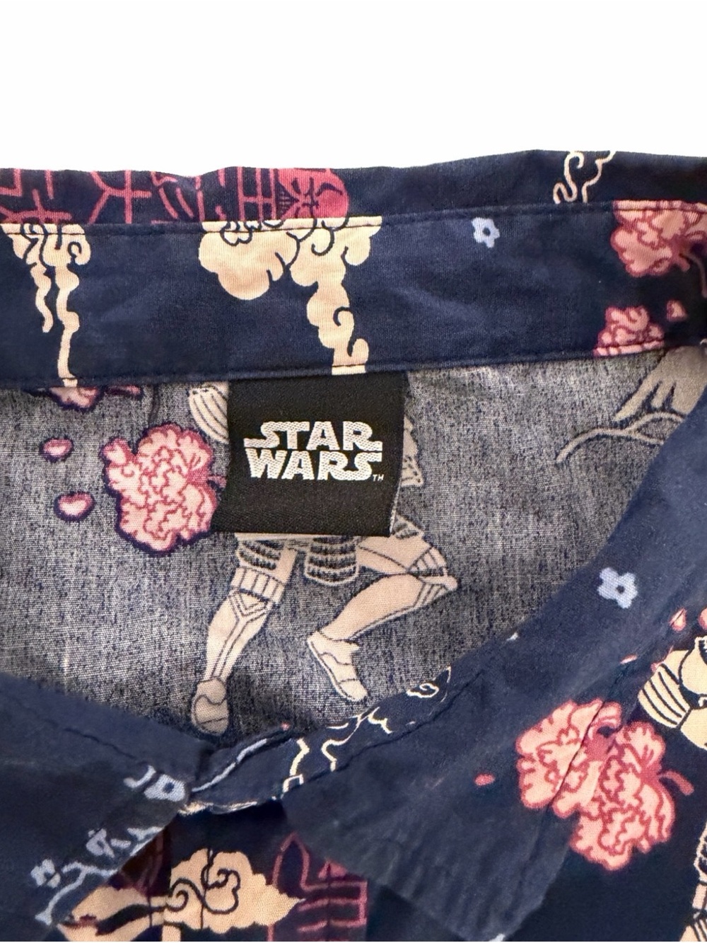 Star Wars Navy Short Sleeve Samurai Print Button-Up Shirt - Picture 2 of 6